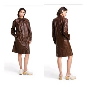Rachel Comey X Target XL Brown Faux Leather Button-Down Dress